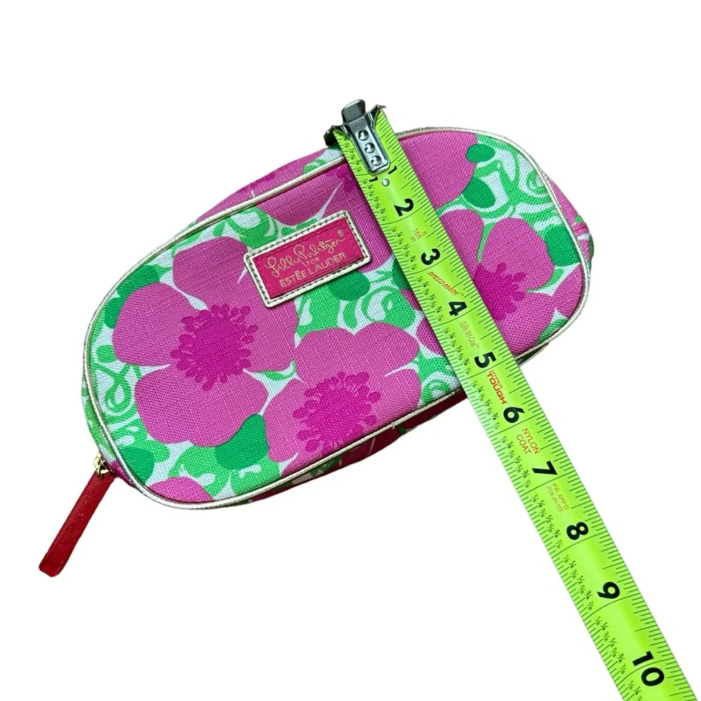 Lilly Pulitzer Estee Lauder Cosmetic Bag Floral Print‎ Pink And Green Makeup Bag